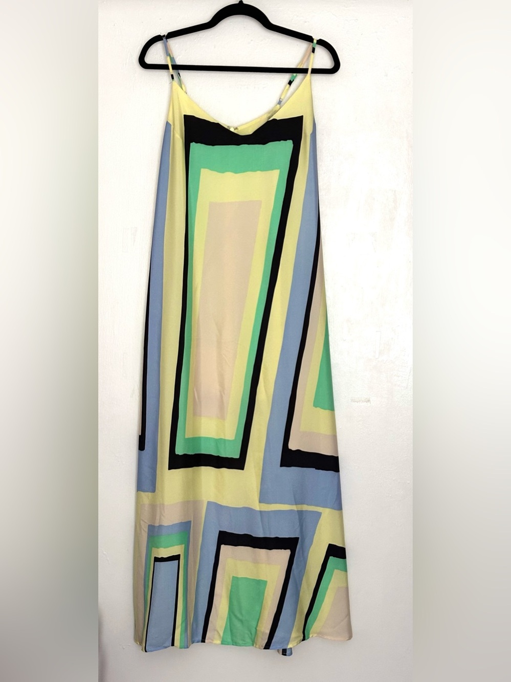 Anthropologie Maeve Abstract Geometric Colorblock Maxi Slip Dress Size Large